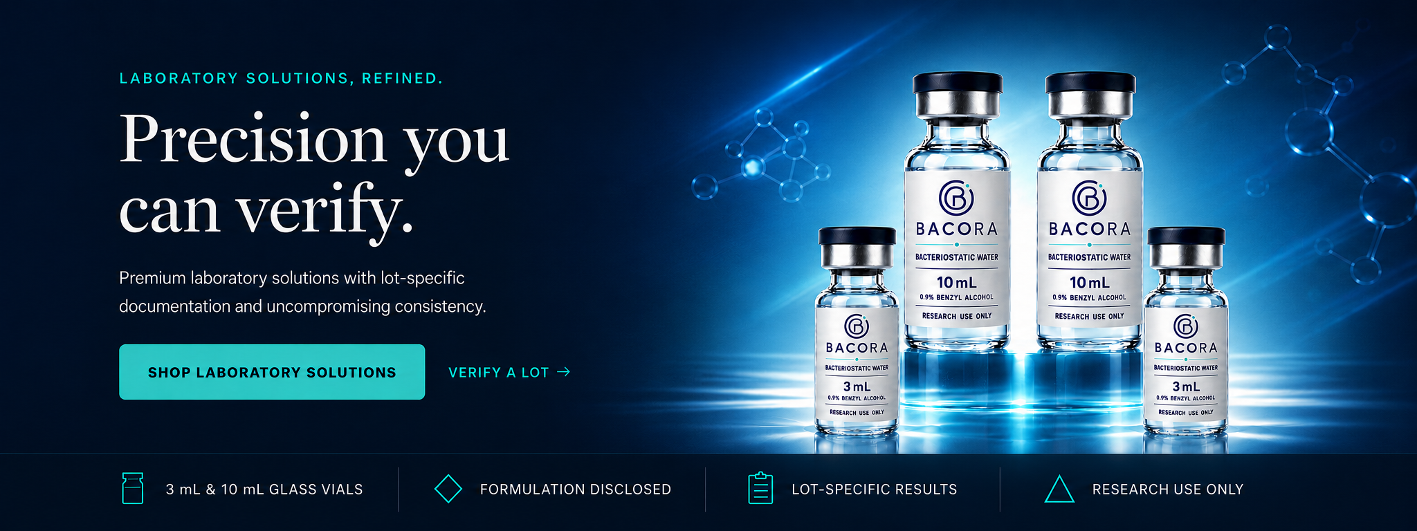 BACORA bacteriostatic water laboratory solutions